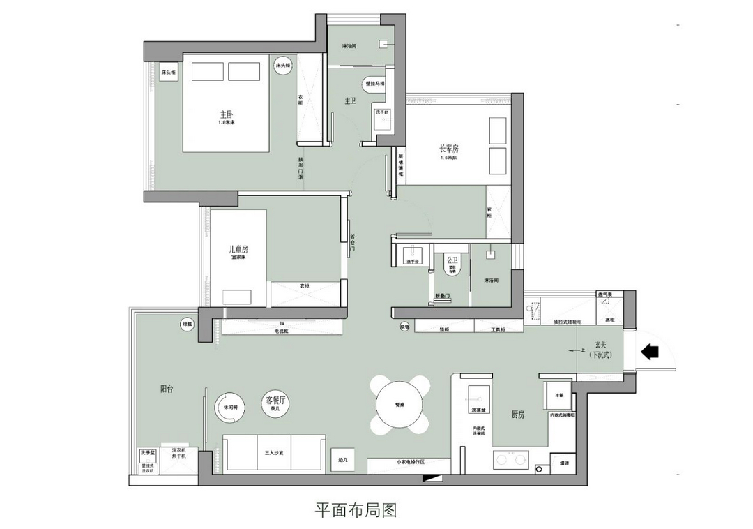 餐厨隔而不断，轻盈恬静奶油风