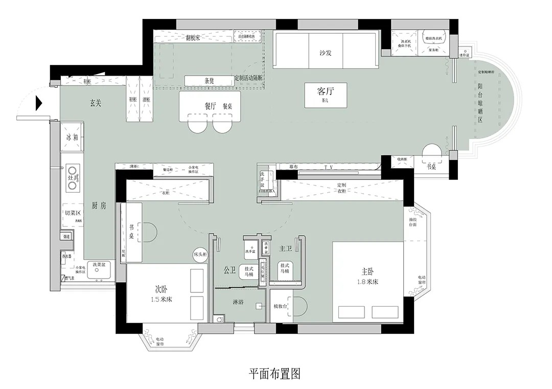 83㎡旧房改造黑棕复古风|新增一卫一卧